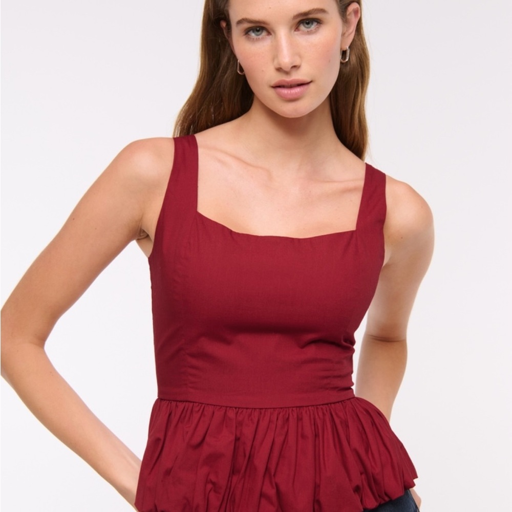 Abercrombie & Fitch Red Fitted Peplum Tank Top